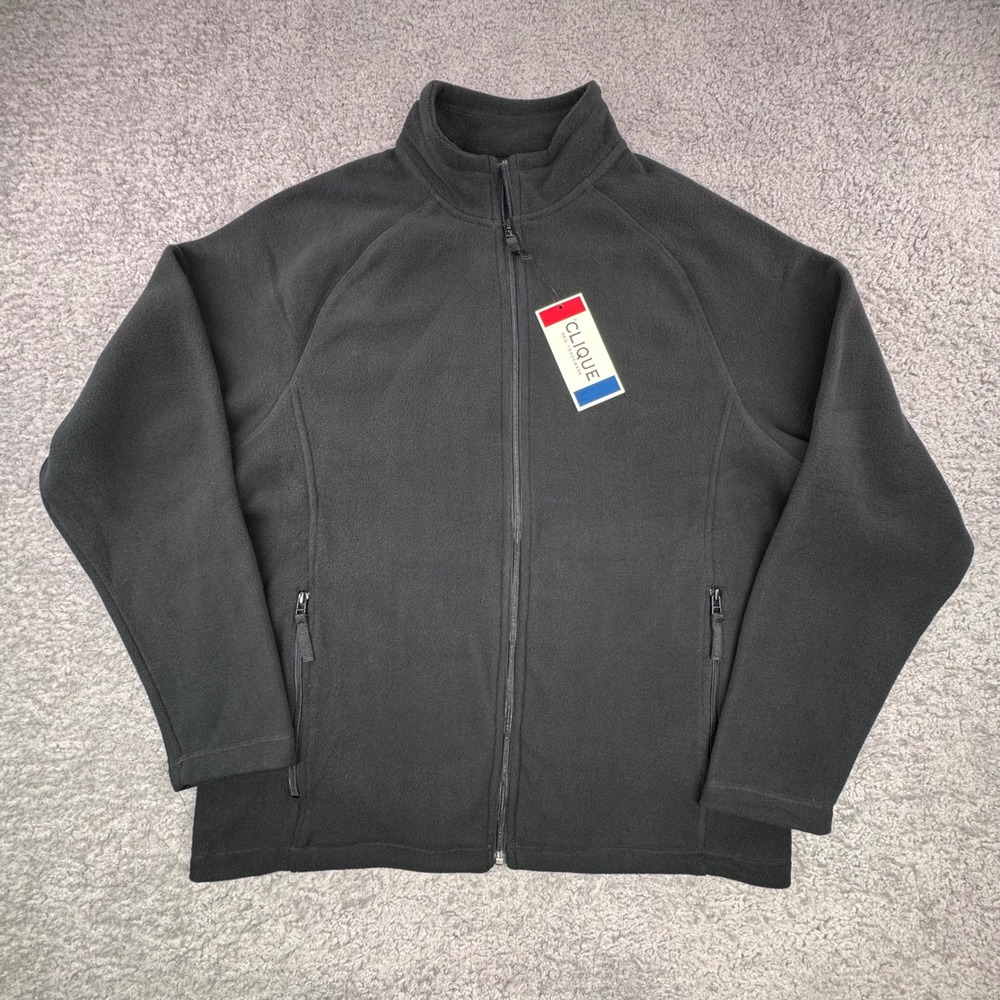 Clique Mens Full Zip Fleece Jacket Black‎ Size Large NWT
